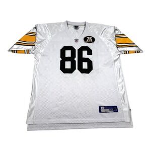Pittsburgh Steelers Football Jersey Mens 54 White NFL Hines Ward Reebok 75 Patch